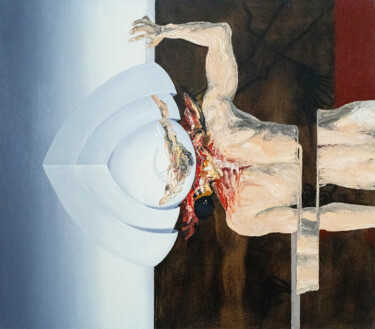 Ζωγραφική με τίτλο "Surreal portrait of…" από Alek Tretiak, Αυθεντικά έργα τέχνης, Λάδι Τοποθετήθηκε στο Ξύλινο φορείο σκελε…