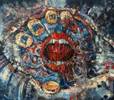 Painting titled "Expressive abstract…" by Alek Tretiak, Original Artwork, Oil
