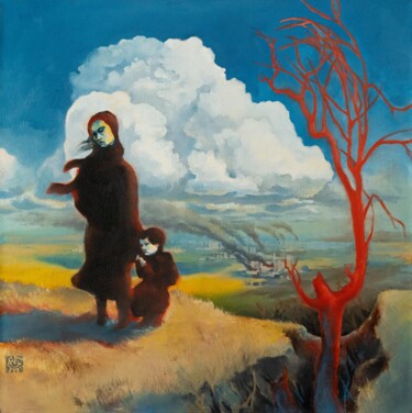 Pittura intitolato "Symbolic painting a…" da Alek Tretiak, Opera d'arte originale, Olio