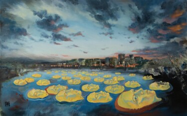 Symbolic painting about war in Ukraine: "War and Peace" Pittura intitolato "Symbolic painting a…" da Alek Tretiak, Opera d'arte originale, Olio