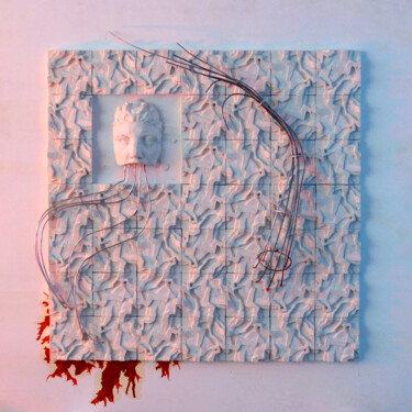 雕塑 标题为“Sculpture in the wa…” 由Alek Tretiak, 原创艺术品, 石膏 安装在木板上