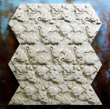 Sculpture titled "Abstract sculpture…" by Alek Tretiak, Original Artwork, Plaster Mounted on Wood Panel