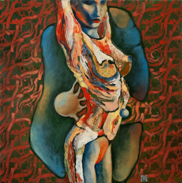 Painting titled "The Birth of Venus" by Alek Tretiak, Original Artwork, Oil Mounted on Wood Stretcher frame