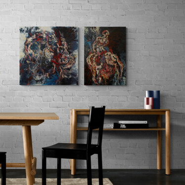 Картина под названием "Dark set #1" - Alek Tretiak, Подлинное произведение искусства, Масло Установлен на Деревянная рама дл…