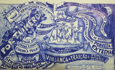Drawing titled "VINGANÇA" by Lucette Aleki, Original Artwork, Ballpoint pen