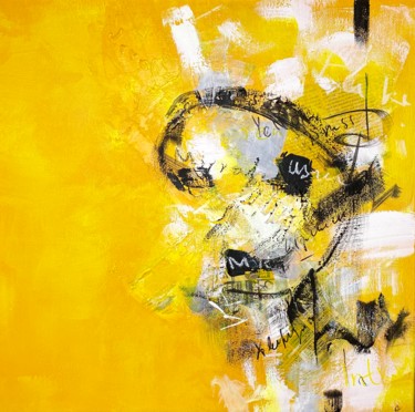 Painting titled ""Yellow press" seri…" by Alexandra Kraeva, Original Artwork, Acrylic Mounted on Wood Stretcher frame