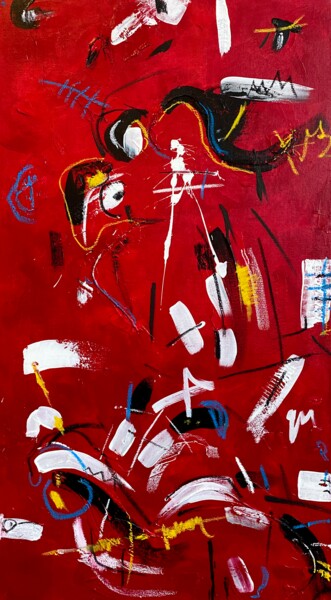 Картина под названием "Red West of Maya. H…" - Alexandra Kraeva, Подлинное произведение искусства, Акрил Установлен на Дерев…