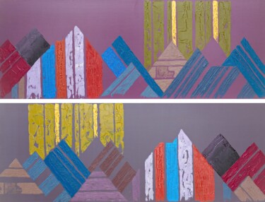 Pittura intitolato "Cordilleras AB Dipt…" da Aleks Andr, Opera d'arte originale, Olio Montato su Altro pannello rigido