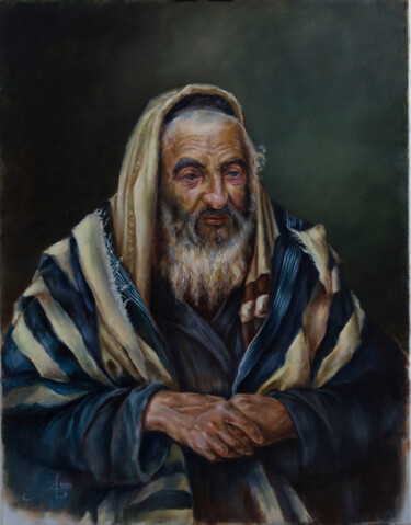 Peinture intitulée "Старый еврей" par Aleks Bondar, Œuvre d'art originale, Huile