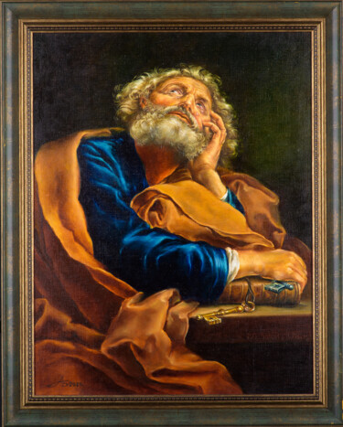 Painting titled "Святой Петр" by Aleks Bondar, Original Artwork, Oil