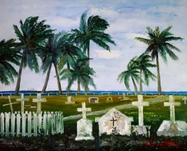 Peinture intitulée "cemetery by the sea" par Aleks Voznesenskii, Œuvre d'art originale, Huile