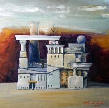 Painting titled "Architectural fanta…" by Aleks Voznesenskii, Original Artwork, Oil