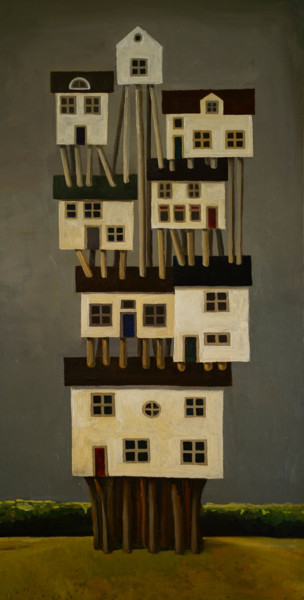 Malerei mit dem Titel "House." von Aleks Voznesenskii, Original-Kunstwerk, Öl