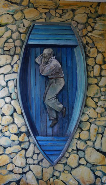 Картина под названием "A boat." - Алекс Вознесенский, Подлинное произведение искусства, Масло