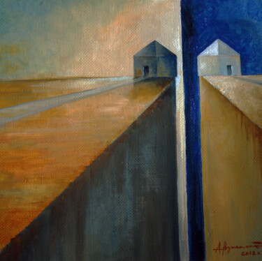 Pittura intitolato "House at the end of…" da Aleks Voznesenskii, Opera d'arte originale, Olio