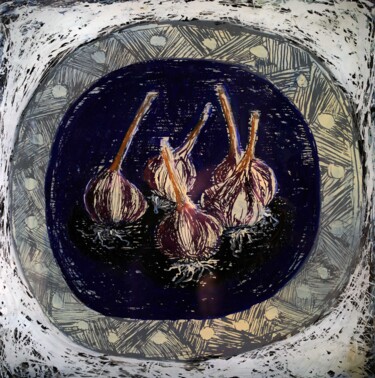Painting titled "Still life. Garlic" by Aleks Voznesenskii, Original Artwork, Acrylic