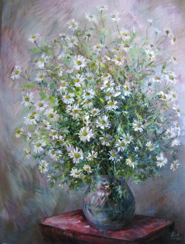 Painting titled "Field daisies." by Aleksa Assembler, Original Artwork, Oil