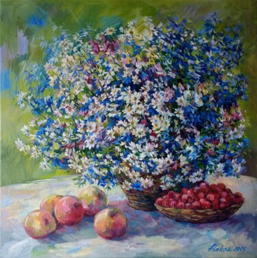 Painting titled "Cornflowers and dai…" by Aleksa Assembler, Original Artwork, Oil