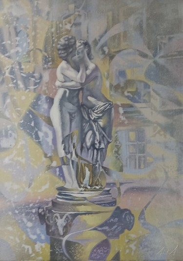 Pittura intitolato "Cupid and Psyche" da Oleksandr Lekomtsev, Opera d'arte originale, Olio