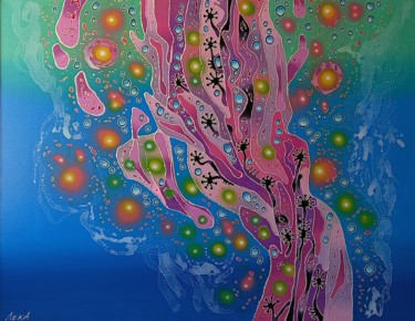 Pintura intitulada "OCEAN FLOWERS V1" por Oleksandr Lekomtsev, Obras de arte originais, Óleo