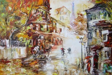 Картина под названием "Париж с каретой" - Александр Раскольников, Подлинное произведение искусства
