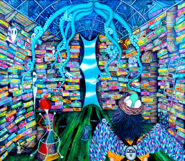 Картина под названием "Выход из лабиринта" - Aleksandr Bolkvadze, Подлинное произведение искусства, Масло Установлен на Дере…