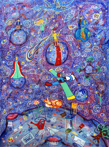 Peinture intitulée "Маленький принц воз…" par Aleksandr Bolkvadze, Œuvre d'art originale, Huile Monté sur Châssis en bois