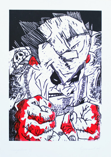 "Пороки/Гнев" Printmaking titled ""Пороки/Гнев"" by Александр Бутылин, Original Art, Linocuts