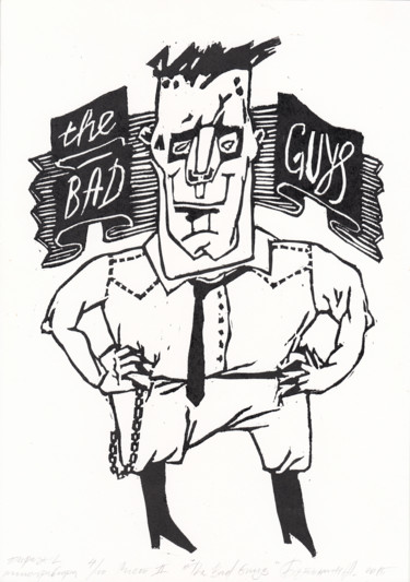 "The Bad Guys". Mr without questions. Printmaking titled ""The Bad Guys". Mr…" by Александр Бутылин, Original Art, Linocuts