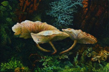 Painting titled "magic umbrellas" by Aleksandr Dementev, Original Artwork, Oil