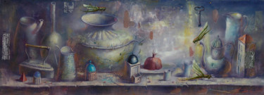 Painting titled "cold still life" by Dobrodiy Alexandr, Original Artwork, Oil Mounted on Wood Stretcher frame