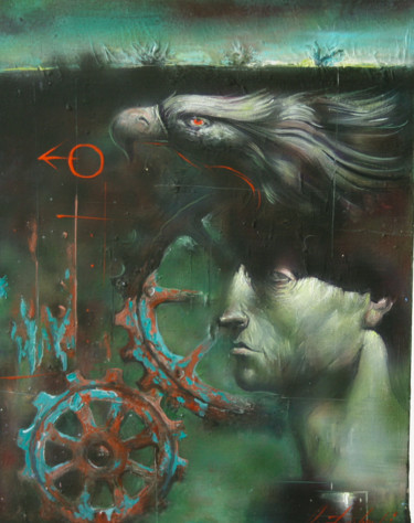 Картина под названием "Mechanics" - Dobrodiy Alexandr, Подлинное произведение искусства, Масло Установлен на Деревянная рама…
