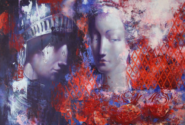Картина под названием "love and pomegranat…" - Dobrodiy Alexandr, Подлинное произведение искусства, Масло Установлен на Дере…