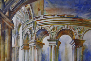 Painting titled "Arches" by Dobrodiy Alexandr, Original Artwork, Watercolor