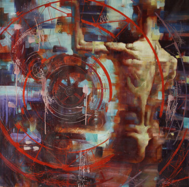 Картина под названием "Mechanics. Man." - Dobrodiy Alexandr, Подлинное произведение искусства, Масло Установлен на Деревянна…