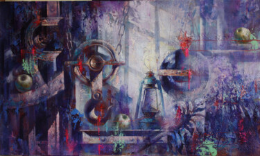 Картина под названием "Still life with app…" - Dobrodiy Alexandr, Подлинное произведение искусства, Масло Установлен на Дере…