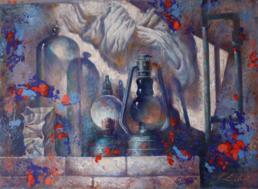 Malarstwo zatytułowany „Still life ultramar…” autorstwa Dobrodiy Alexandr, Oryginalna praca, Olej Zamontowany na Drewniana r…