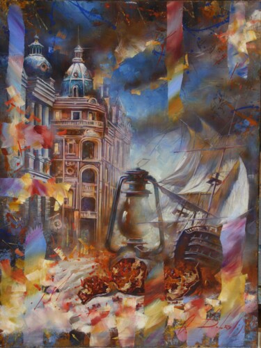 Peinture intitulée "Winter evening" par Dobrodiy Alexandr, Œuvre d'art originale, Huile Monté sur Châssis en bois
