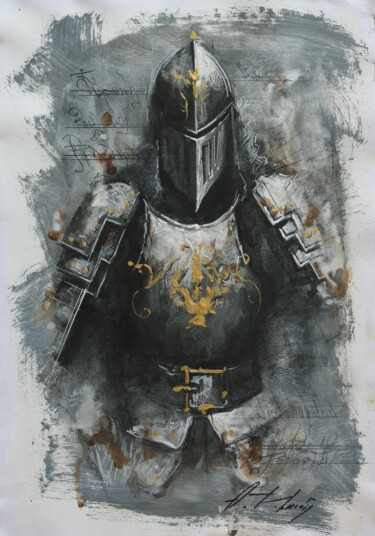 Drawing titled "Knight1" by Dobrodiy Alexandr, Original Artwork, Charcoal