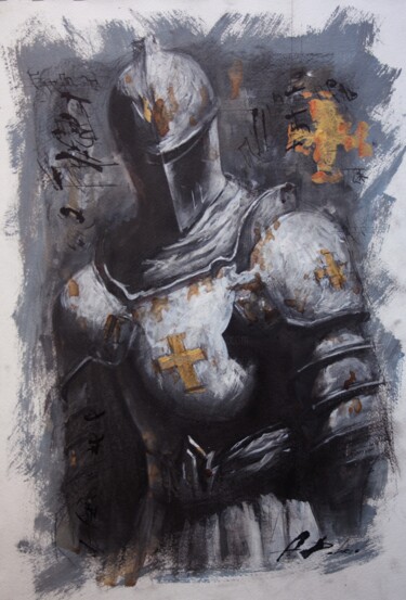 Dessin intitulée "Knight 4" par Dobrodiy Alexandr, Œuvre d'art originale, Fusain