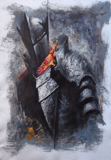 Dessin intitulée "KNIGHT 5 (2024)" par Dobrodiy Alexandr, Œuvre d'art originale, Fusain