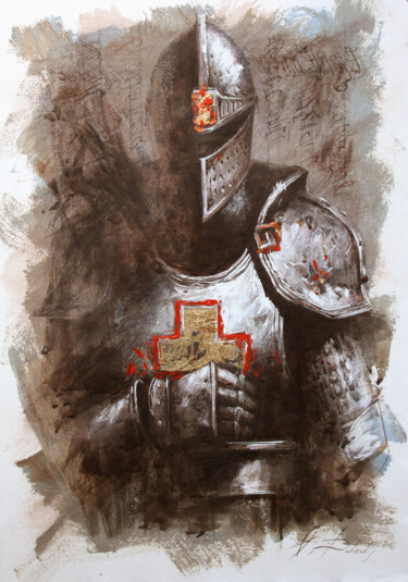 Tekening getiteld "KNIGHT 6 (2024)" door Dobrodiy Alexandr, Origineel Kunstwerk, Houtskool