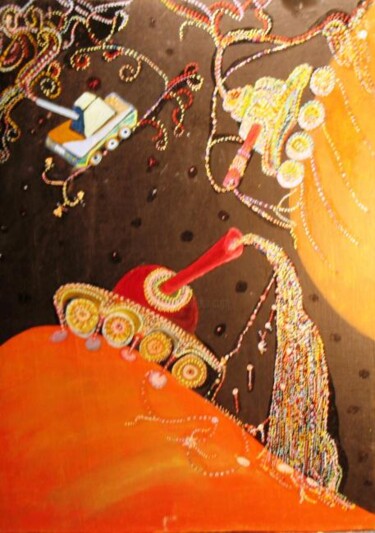Картина под названием "Танковая космогония" - Александр Емельянов, Подлинное произведение искусства, Масло