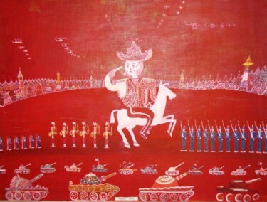 Картина под названием "Парад на красном" - Александр Емельянов, Подлинное произведение искусства, Масло