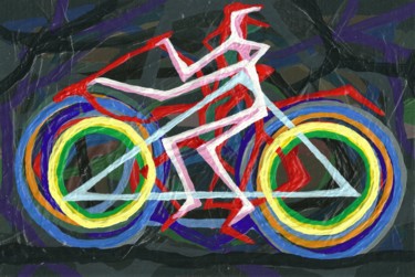 Peinture intitulée "A bicycle rider - II" par Aleksandr Glukhov, Œuvre d'art originale, Acrylique