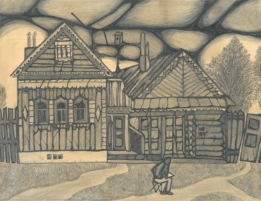Drawing titled "En plein air" by Aleksandr Glukhov, Original Artwork, Graphite