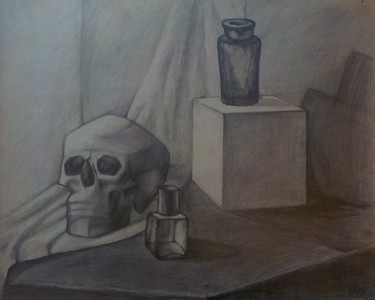 Drawing titled "A still life with t…" by Aleksandr Glukhov, Original Artwork, Graphite