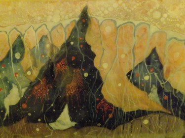 Painting titled "Mountains" by Aleksandr Glukhov, Original Artwork, Gouache