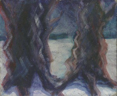 Painting titled "Three trees" by Aleksandr Glukhov, Original Artwork, Gouache
