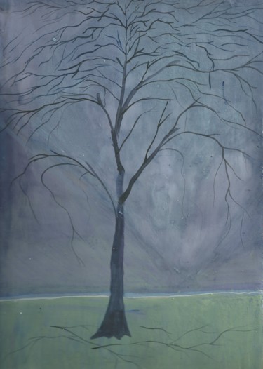 Painting titled "The tree" by Aleksandr Glukhov, Original Artwork, Gouache